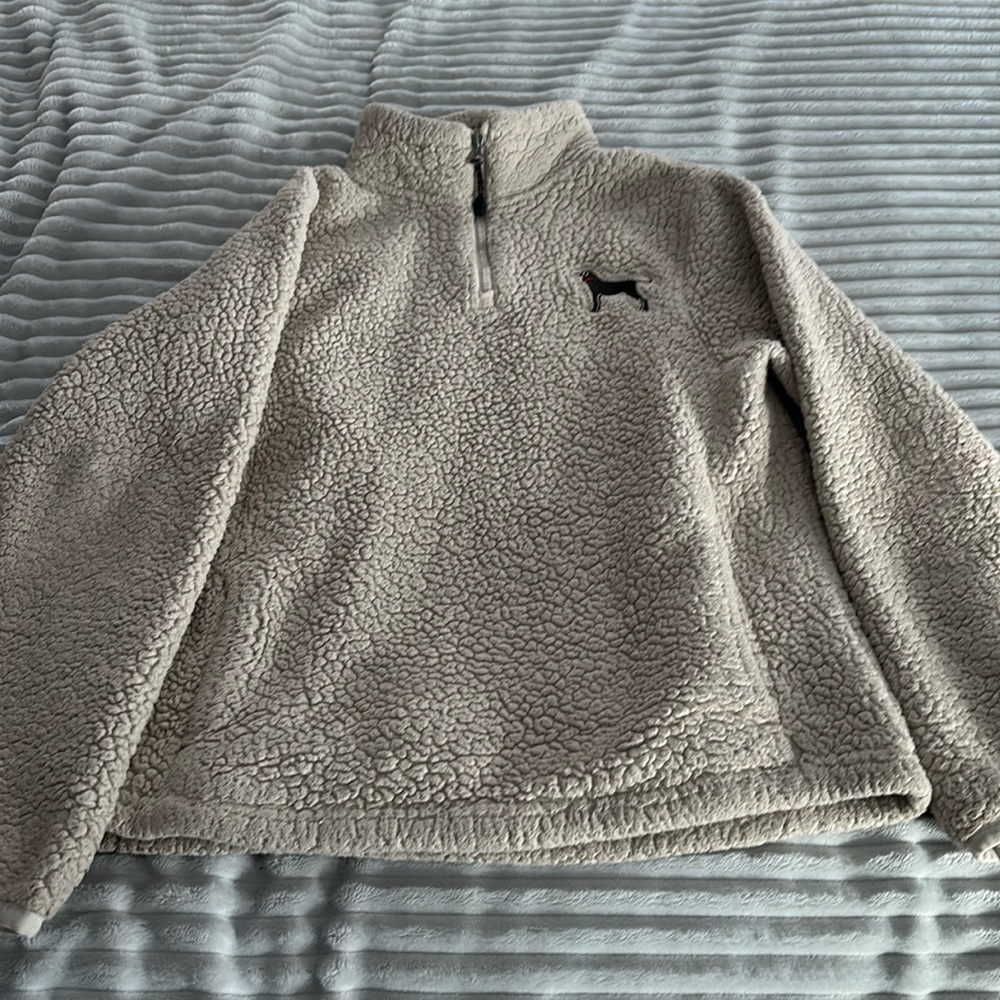 Girls Black Dog tan fleece pullover